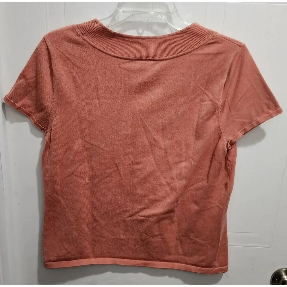 Vintage Talbots Women's Short Sleeve V Neck Knit‎ Sweater Top Silk Blend Size LP